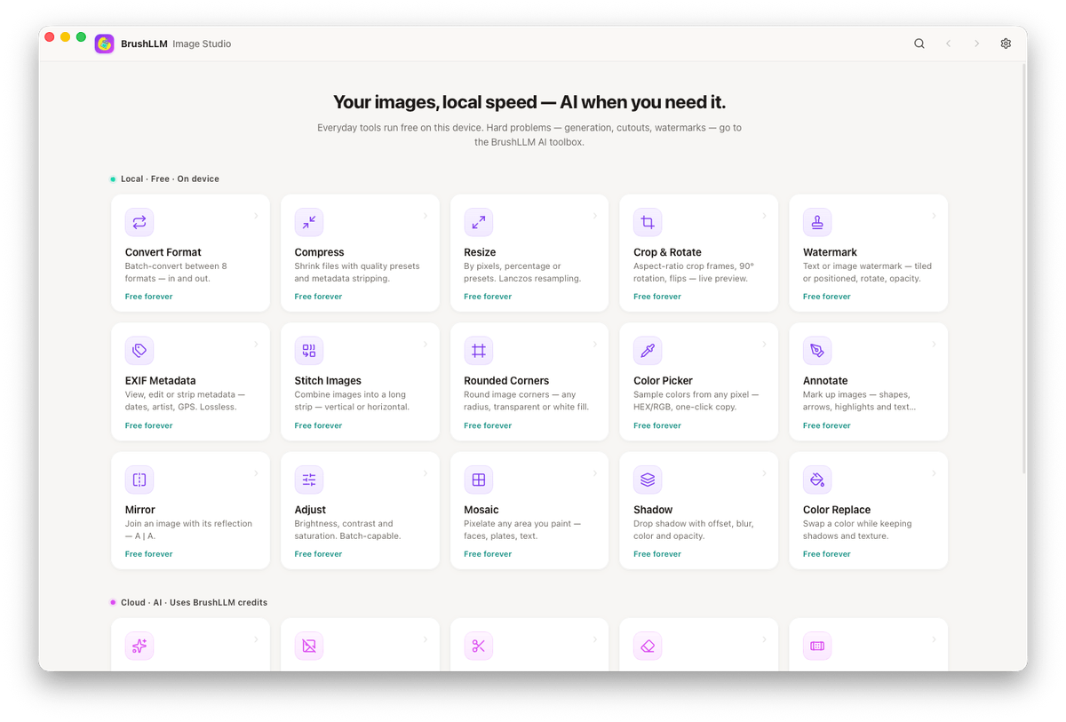BrushLLM Image Studio interface
